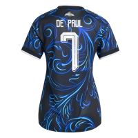 Camiseta Argentina Rodrigo De Paul #7 Segunda Equipación Replica Mundial 2026 para mujer mangas cortas